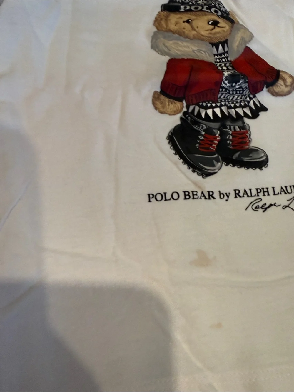 Ralph Lauren White Tee with Polo Bear in Red Jacket